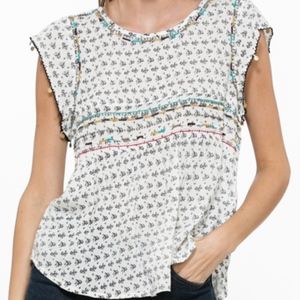 NWT Boho Embroidered Print Top